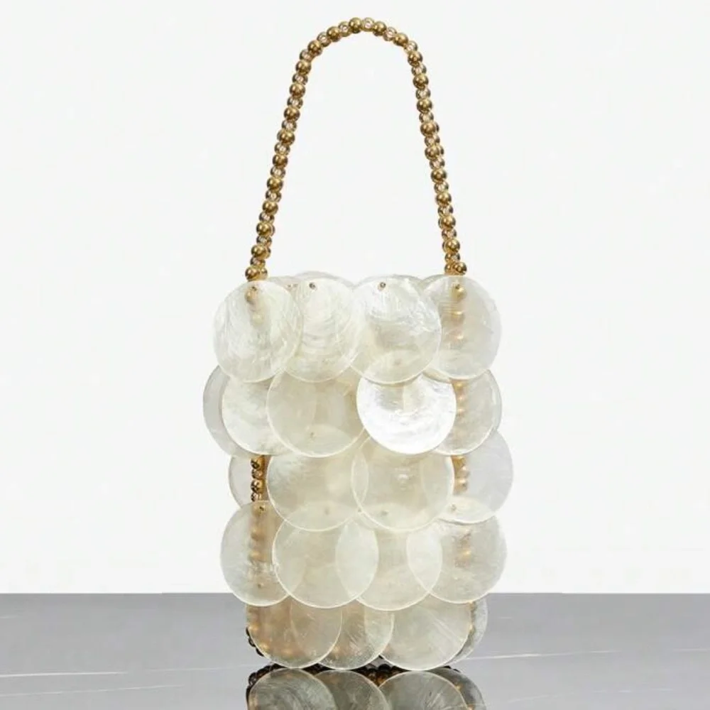 Luxurious quality Embellished shell mother of pearl sequin summer handbag purse - Picture 1 of 7